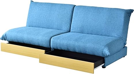 Amazon Co Jp Doris ソファーベッド シングル 収納 左右独立リクライニング 2人掛け 幅174 ファブリック 引出し 一人暮らし 新生活 ブルー ペタロ ホーム キッチン