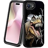 BXIKEOPIU Designed for iPhone 16e Case, Heavy Duty 3-Layer Shockproof Dust/Drop Proof Full-Body Rugged Phone Protective Cover for iPhone 16e 6.1" 2025, Dinosaur
