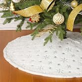 Christmas Sequin Tree Skirt 30in,White Soft Thick with Silver Snowflakes Decorations for 3FT 4FT 5FT Xmas Tree