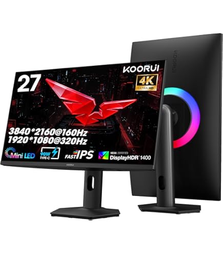 KOORUI 27インチ 4Kゲーミングモニター 320Hz Amazon.co.jp: KOORUI 27インチ ゲーミングモニター WQHD 2560×1440/VA