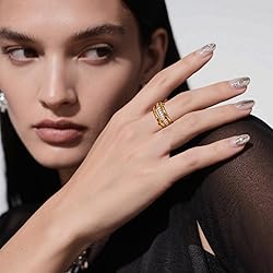 Canboer 14K Gold Plated Interlocked Stackable Rings