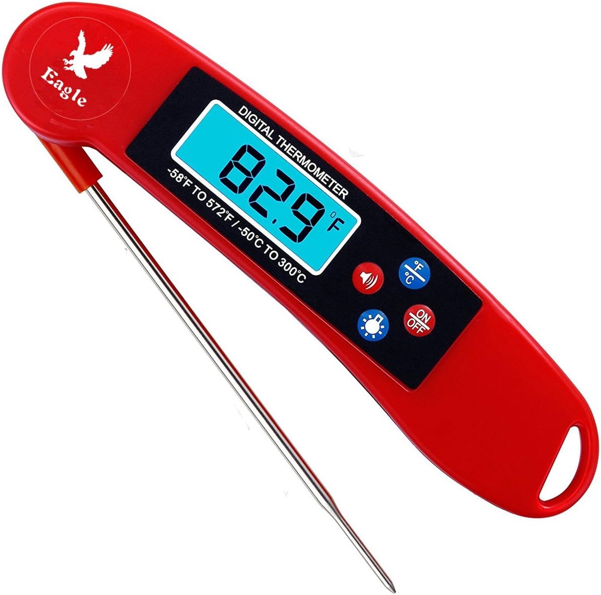 Digital Talking Kitchen Thermometer, Instant Read Digital Cooking Food Thermometer with Blue Backlit LCD Display and Voice Function for Grill, Coffee, BBQ, Smoker, Candy, Milk and Bath Water