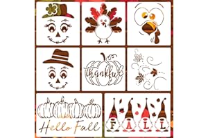 ZOSYLLEY Fall Stencils Pumpkin Stencil for Painting on Wood Autumn Stencils Turkey Scarecrow Gnome Draw Templates for Wood Signs Canvas Fabric