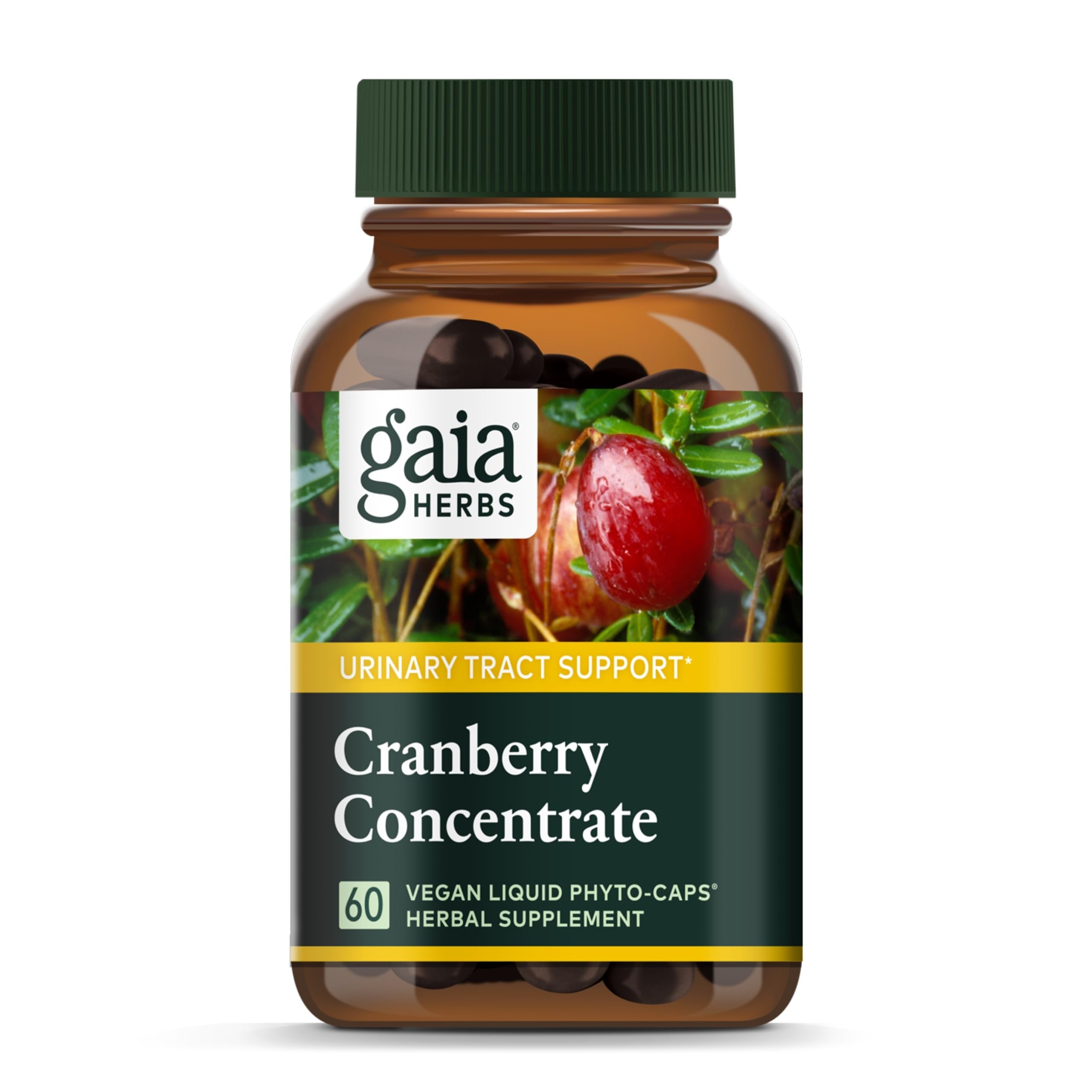 Gaia Herbs Cranberry Concentrate - Helps Maintain Urinary Tract Health - Made with Organic Cranberry Fruit Juice Extract in Convenient Capsules - 60 Vegan Liquid Phyto-Capsules (30-Day Supply)