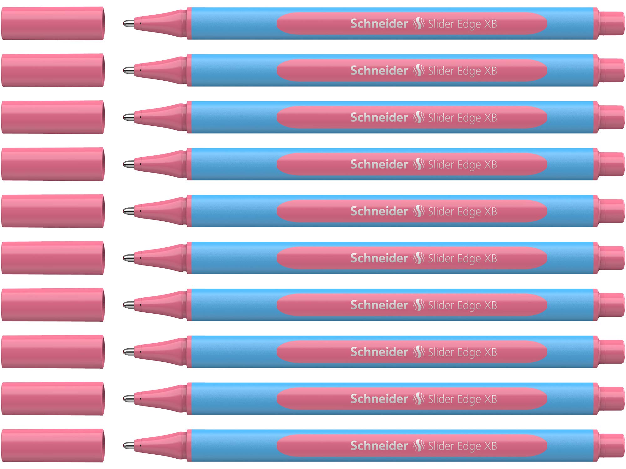 Schneider 152222 Slider Edge Pastel XB Ballpoint Pen (Triangular Pens with Line Width XB) Pack of 10 Flamingo