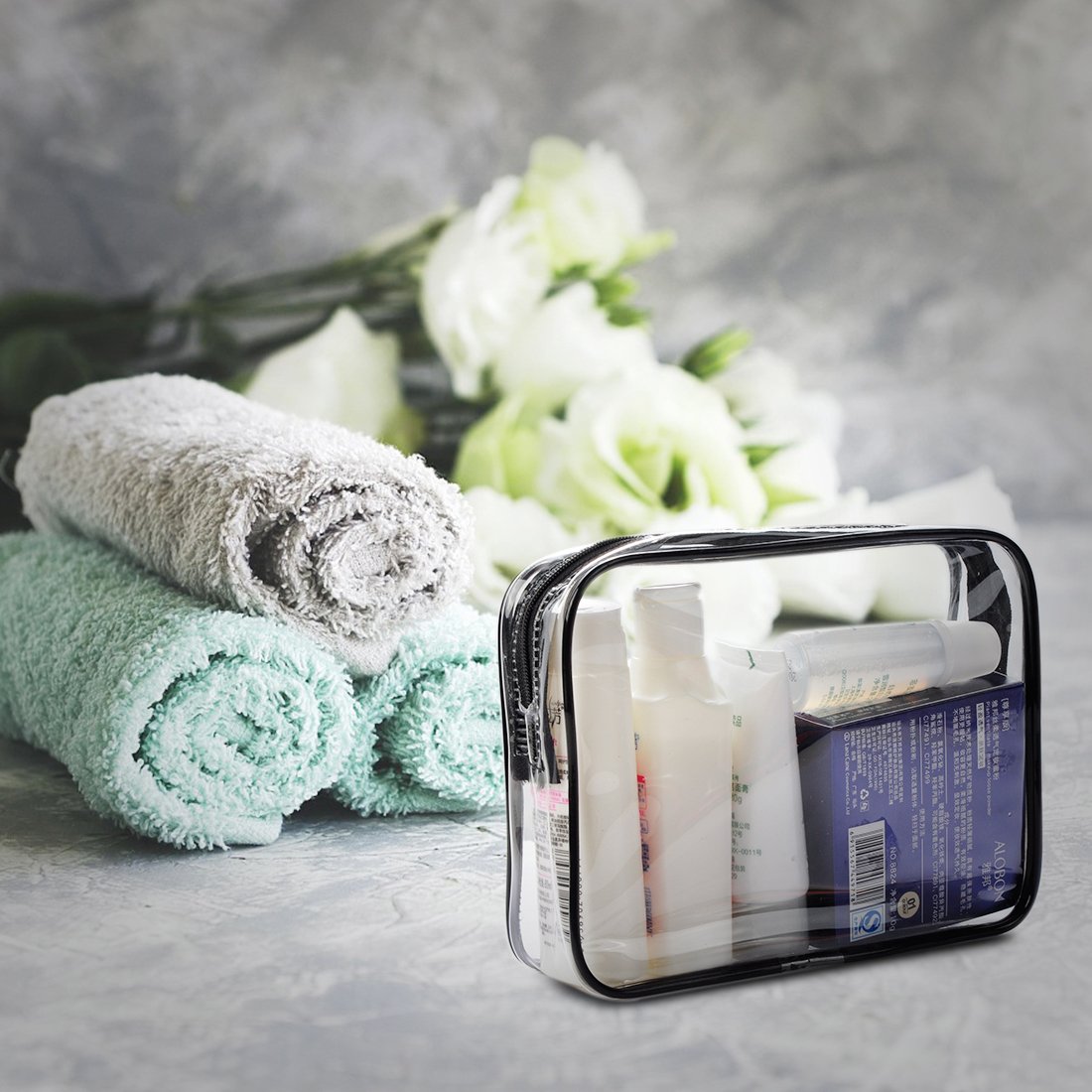 Ciaoed Waterproof Makeup Bag Clear Travel Toiletry Bags PVC cosmetic bag for Men & Women 3 Pack