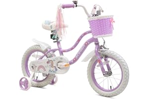 Bixike Princess Style Girls Bike with Basket for 2-13 Years Old Kids and Toddlers, 12 14 16 18 Inch Bicycle for Children with Training Wheels and Streamers, 20 Inch with Kickstand, Multiple Colors