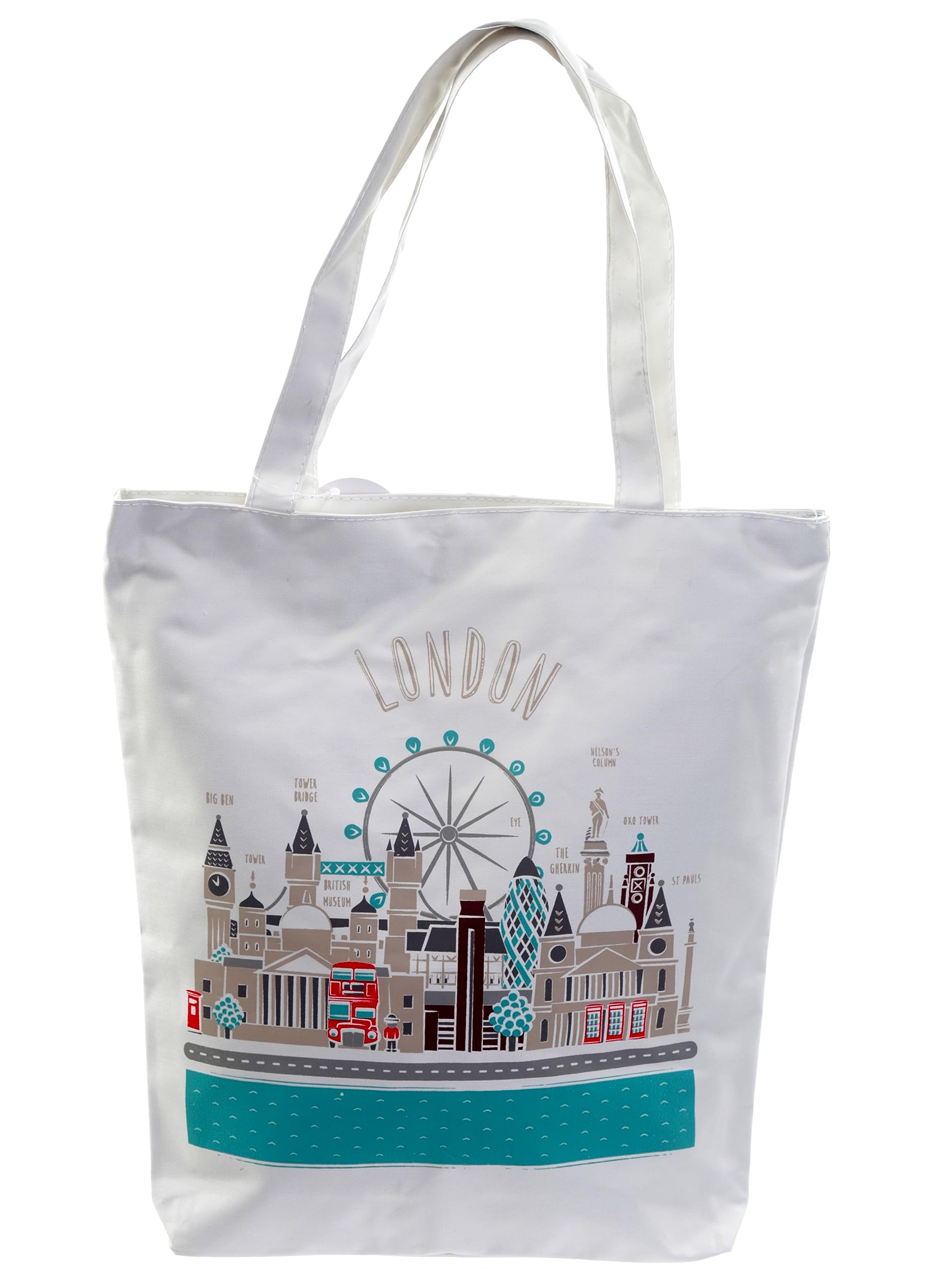Puckator London Skyline Reusable Zip Up Cotton Bag - Canvas Tote Bag - Cotton Tote Bags - Eco Gifts for Women and Men - Cloth Shopping Bag - Fabric Bag - Foldable Bags for Shopping - Handbag