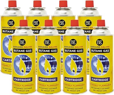 BARGAINS-GALORE 8 Butane Gas Bottles Canister Camping Heater Cooker BBQ
