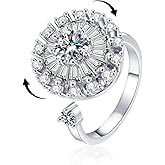 JOUVA 18K Gold Plated Adjustable Spinner Anxiety Ring for Women, Sunflower Fidget Ring for Stress Relief