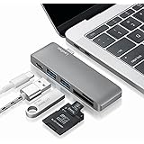 Type-C USB 3.0 5 in 1 Combo Hub for MacBook, Aluminum Multi-Port Adapter with USB-C Charging Port, Type-C Pass Through, 2 USB 3.0 Ports, SD/Micro Card Reader (Space Grey)