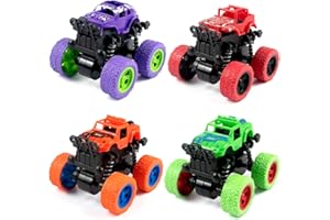 Tuko Monster Truck Toys Friction Powered Toy Vehicles for Kids Boys Girls Birthday Christmas Halloween Party Gifts 3+ Years, 4Packs