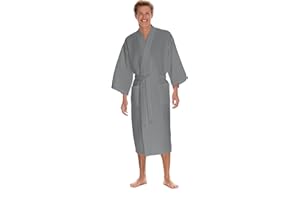 BOCA BT TERRY Men's Waffle Robe by BOCA TERRY, Waffle Knit Spa Robe, Long Lightweight Cotton Kimono Hotel Bathrobe