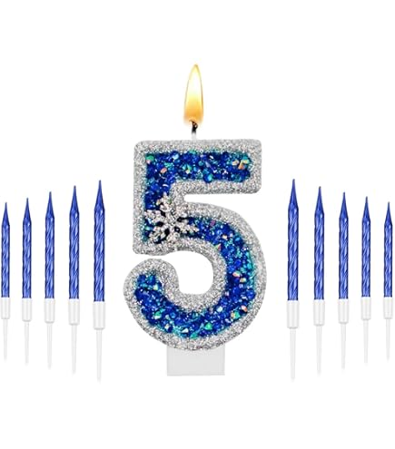 PHD CAKE Number 5 Snow Birthday Candles - Frozen Themed Number Candles For Cakes