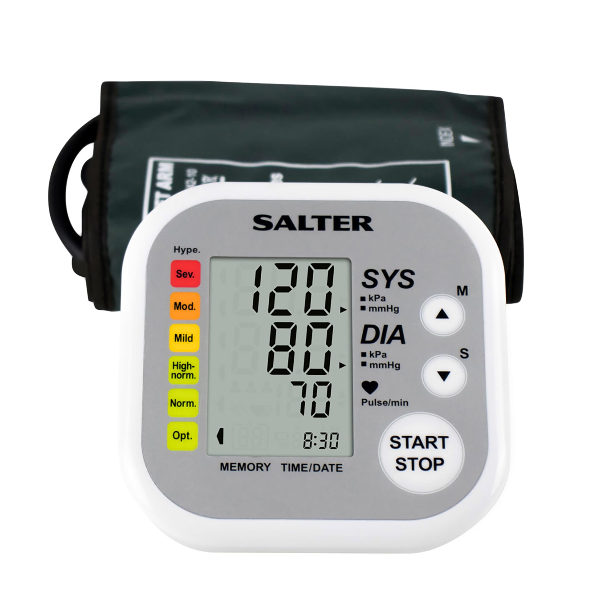 Salter BPA-9201-GB Automatic Arm Blood Pressure Monitor, 22-42 cm Cuff, Easy to Read Display, Heartbeat/Hypertension Indicator, 2 x 60 Memories, Average Results, Based on WHO Guidelines, Use at Home