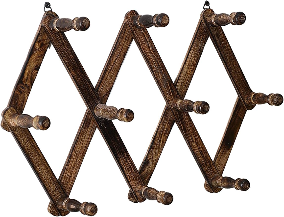 Wooden According Rack Hanger Wooden Expandable Peg Rack Wall Mounted