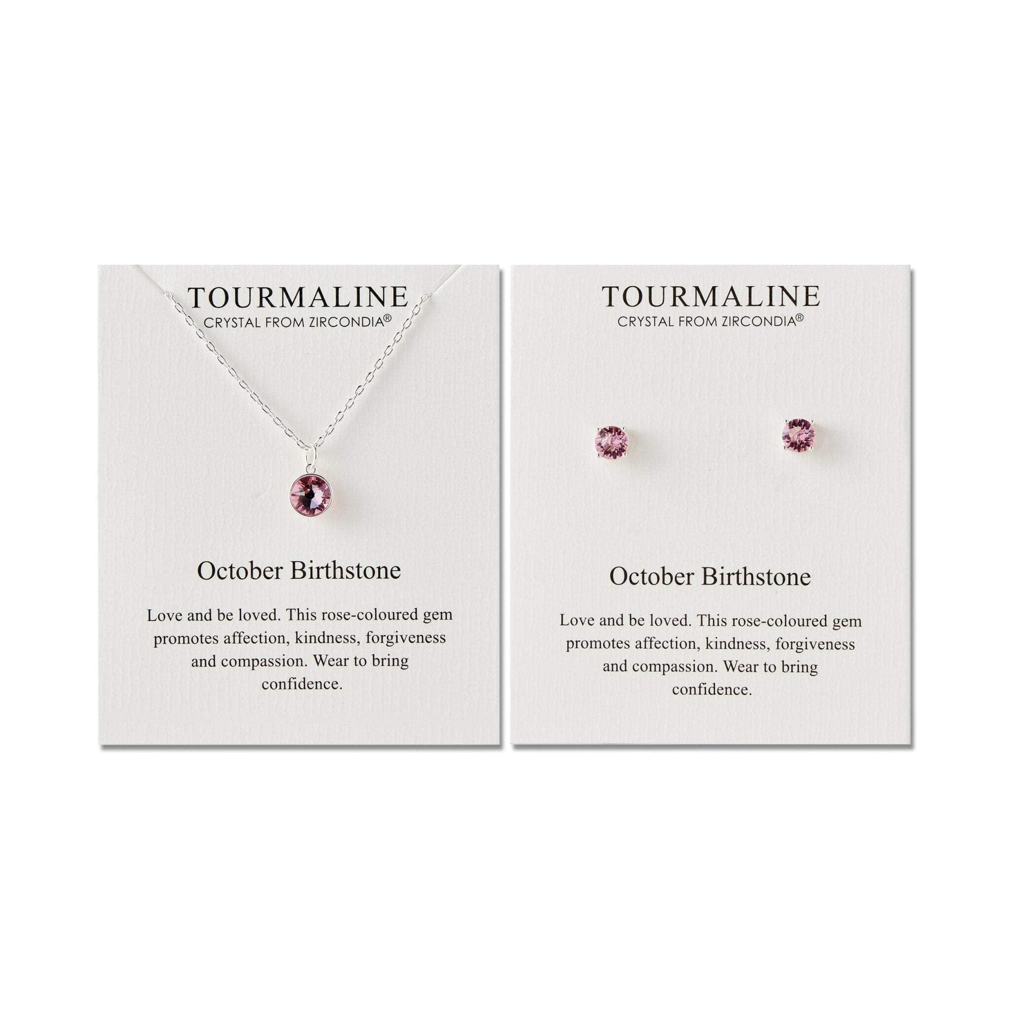 Philip Jones October (Tourmaline) Birthstone Necklace & Earrings Set Created with Zircondia® Crystals
