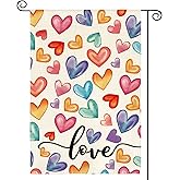 AVOIN colorlife Love Hearts Valentines Day Garden Flag 12x18 Inch Double Sided, Anniversary Rustic Yard Outdoor Decoration