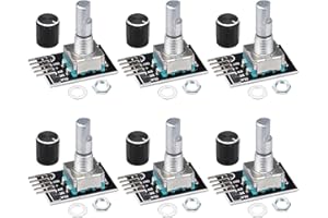 JTAREA KY-040 Rotary Encoder Module 360 Degree Switch Encoders with Knob Cap Brick Sensor Modules (Pack of 6pcs)