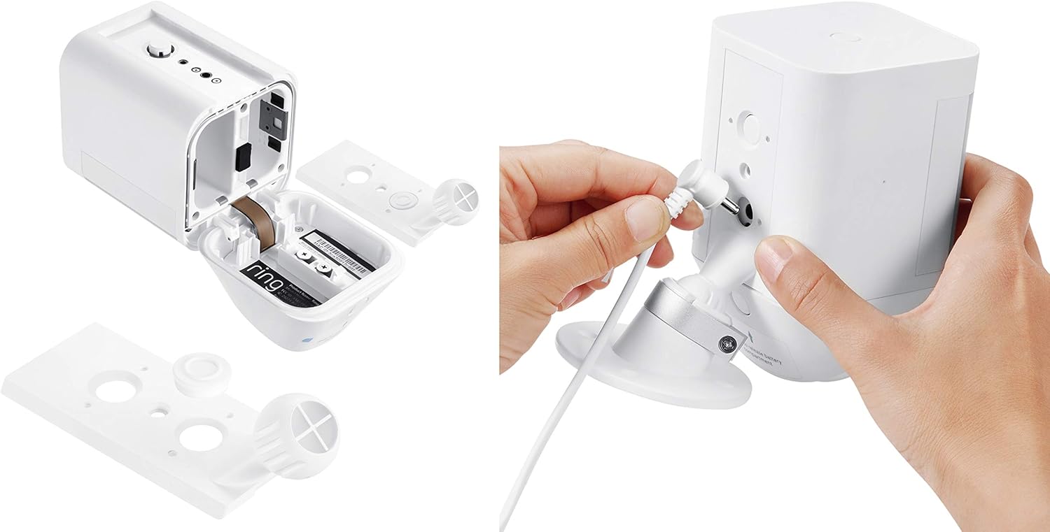 Wasserstein Solar Panel Compatible with Ring Spotlight Cam Battery & All-new Ring Stick Up Cam Battery - Power Your Ring Surveillance Camera continuously with 2W 5V Charging (2 Pack, White) : Electronics