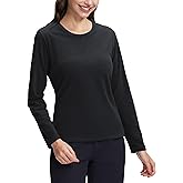 Pioneer Camp Women's Fleece Shirts Long Sleeve Base Layer Running Shirt, Thermal Top Crew Neck Base Layer for Winter