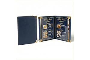 GLIMVILO Restaurant Menu Covers 8.5 x 11 – 2 Pack Menu Holder, 4 Page 8 View Faux Leather Menu Book with Clear PVC Sleeves | Waterproof & Durable for Restaurant, Bar, Café, Hotel