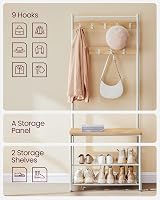 VASAGLE 3-in-1 Coat Rack with Shoe Bench Oak Cream HSR041W09 view 8