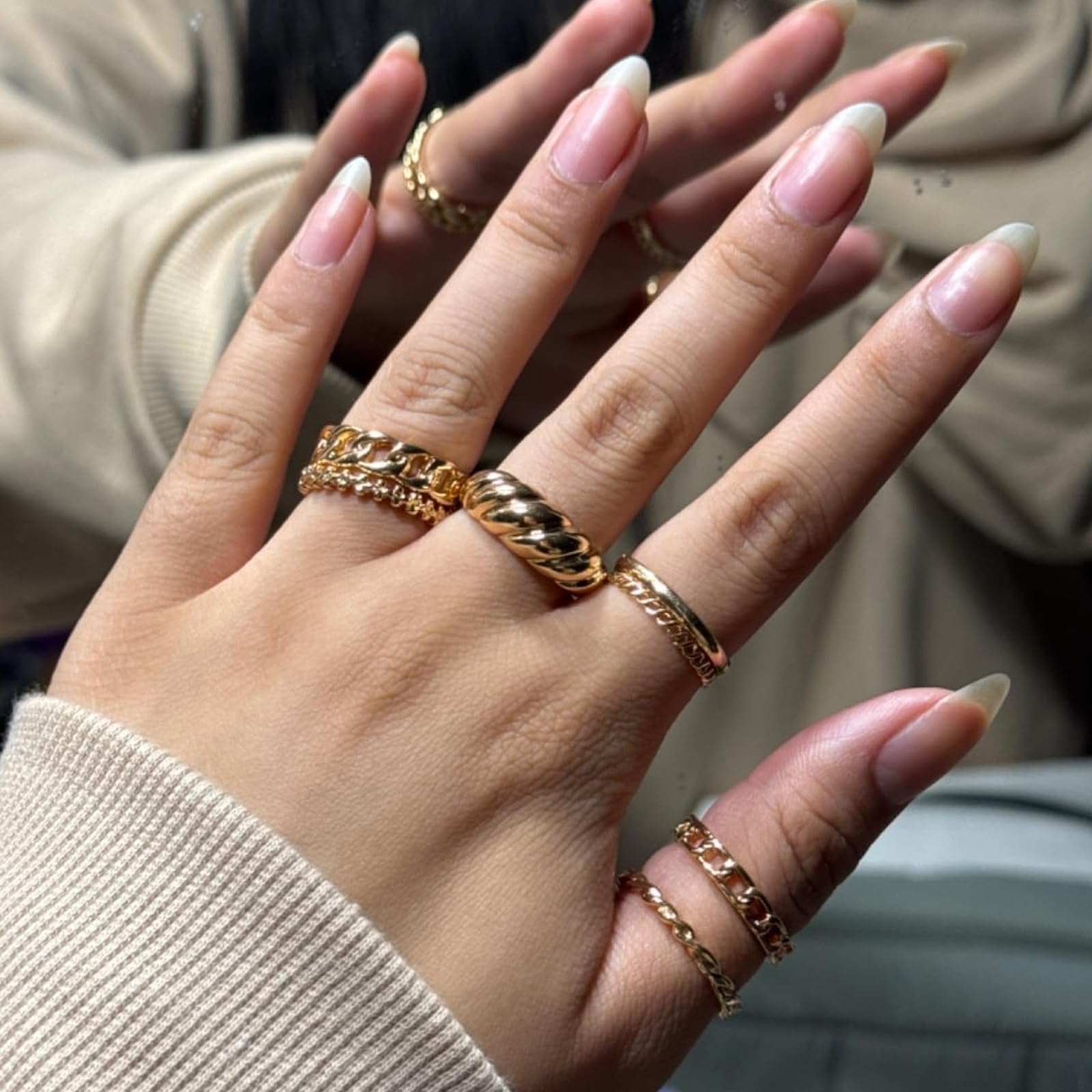 YEEZII 68 Pcs Gold Knuckle Rings Set for Women, Stackable Boho Joint Finger Midi Rings Silver Hollow Carved Crystal Stacking Ring Pack for Gift