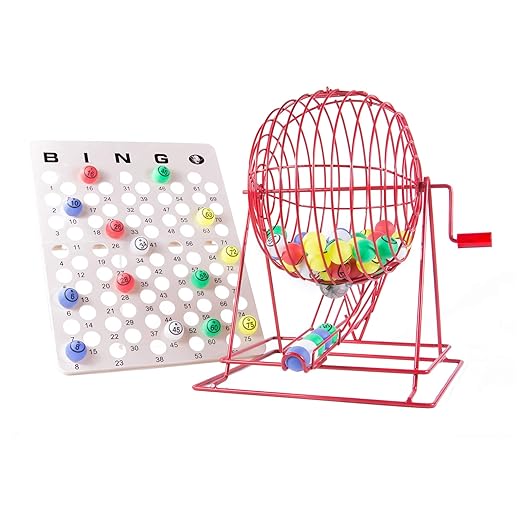 Red Extra Large Professional Bingo Cage with Ping Pong Bingo Balls by