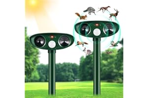 JAHY2TECH 2 Pack Upgraded Animal Repeller Solar Deer Repeller with Motion Sensor Ultrasonic Cat Repellent Animal Deterrent Devices Outdoor to Scare Away Rabbit Squirrel Dog Raccoon Coyote Skunk for Yard Farm