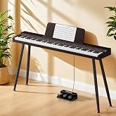 Keyboard Piano 88 Key Digital: 88 Key Piano keyboard Semi-Weighted Full Size Keyboard Digital Premium Sound MIDI Headphone Jack Triple Pedal Compact Design for Beginners to Professionals (Walnut)