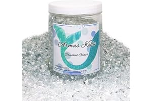 ARMAS KODU Crushed Glass for Resin Art, Broken Glass Pieces for Crafts Vase Filler Home Decorations,Crushed Glass for Crafts,3-6mm,1.5 Pound (White-Backing Mirror)