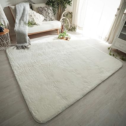 Amazon Co Jp グラムスタイル 洗える ふわふわ シャギー ラグ ラグマット 190x240cm ホワイト ホーム キッチン