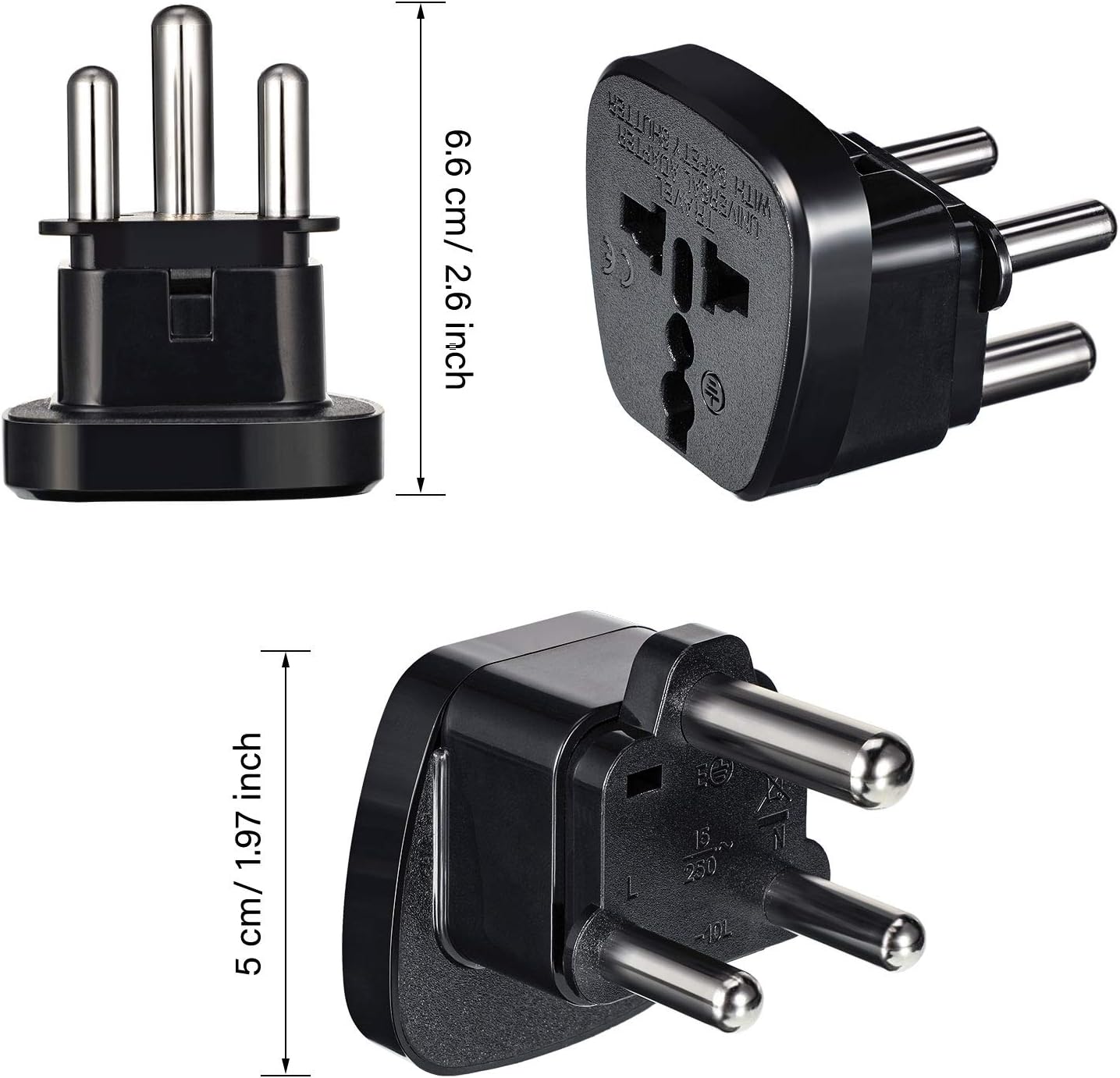 4 Pieces South Africa Plug Adaptor 3-Pin Prong Travel Adapter Type M UK ...