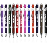 12 Pcs Inspirational Ballpoint Pens Motivational Ballpoint Pen with Stylus Tip Motivational Black Ink Retractable Quotes Pen for Teachers Office School Meetings Team Events