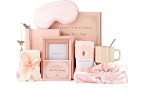 LuckyBundle Birthday Gifts for Women - 13Pc Self Care Package & Relaxation Gift Basket for Mom, Friend, Coworker. Get Well So