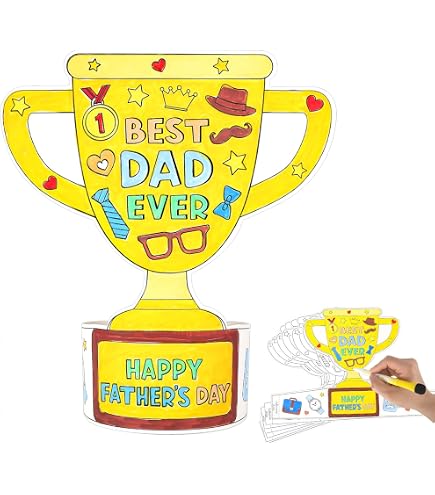 Kit Loisirs Créatifs "Best Dad" En Bois - 10 Pièces à Peindre Pour Fête Des Pères, Décorations Suspendues