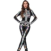 Joyful Start Skeleton Costume Women Womens Halloween Costumes Adult Skeleton Body Suits Women for Halloween Cosplay Role Play M