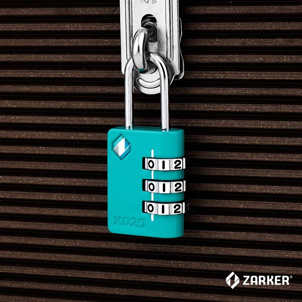 [ZARKER XD25] Padlock- 3 Digit Combination Lock - Small Mini Padlock - Travel Lock, Backpack Lock, Cabinet lockers, Laptop Bag - Easy to Set Your Own Combo - 1 Pack(Emerald) - - 