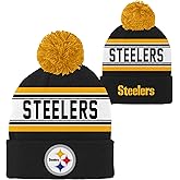 NFL Kids Youth 8-20 Official Primary Logo Jacquard Sport Knit Cold Weather Cuffed Pom Beanie Hat