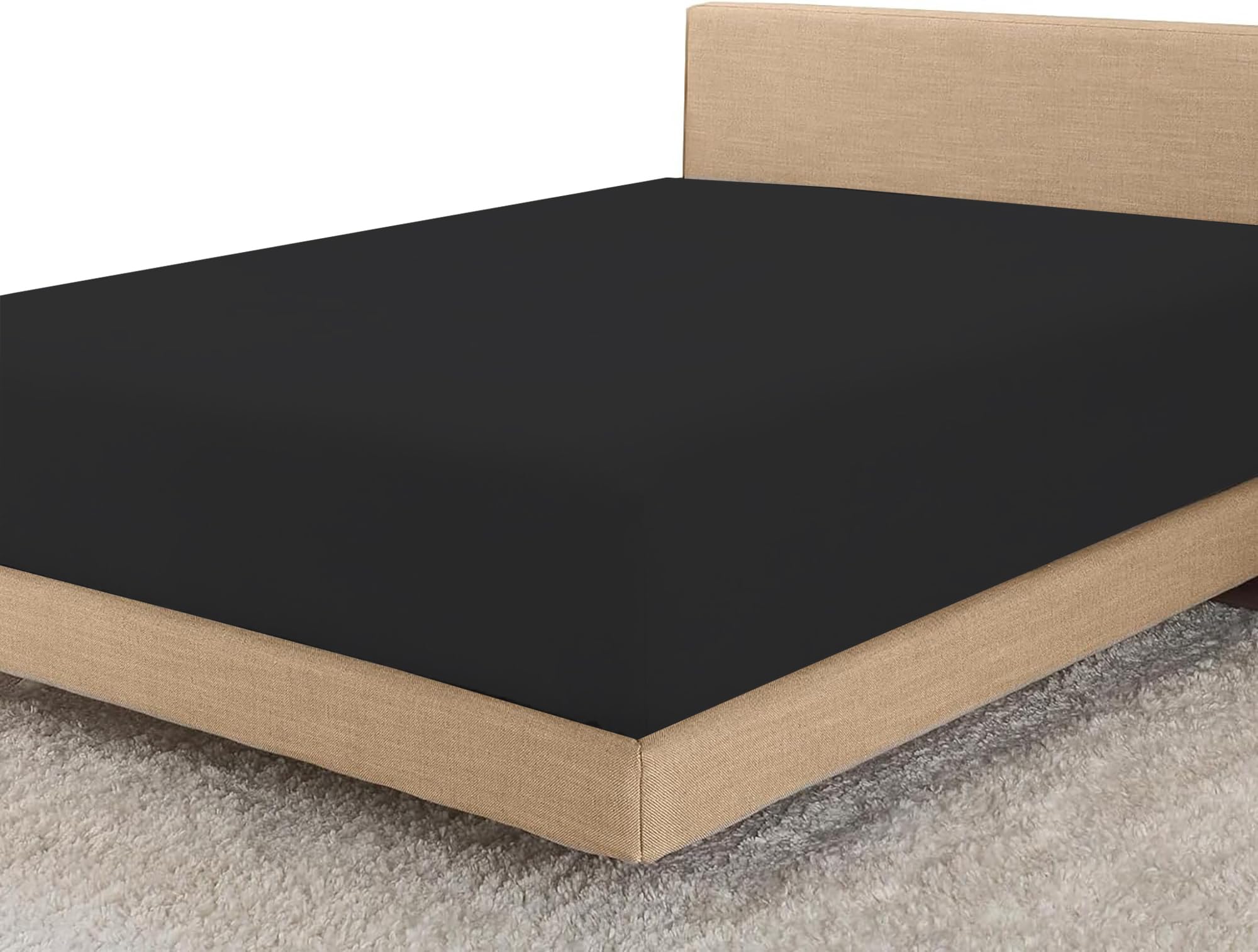 Linens World Egyptian Cotton Fitted Sheets Breathable, Anti Wrinkle 40cm Deep Pocket 200 Thread Count Single Bed Sheets Black Bedding & Linen- Single Bedding 90 X 190 CM Single Fitted Sheet