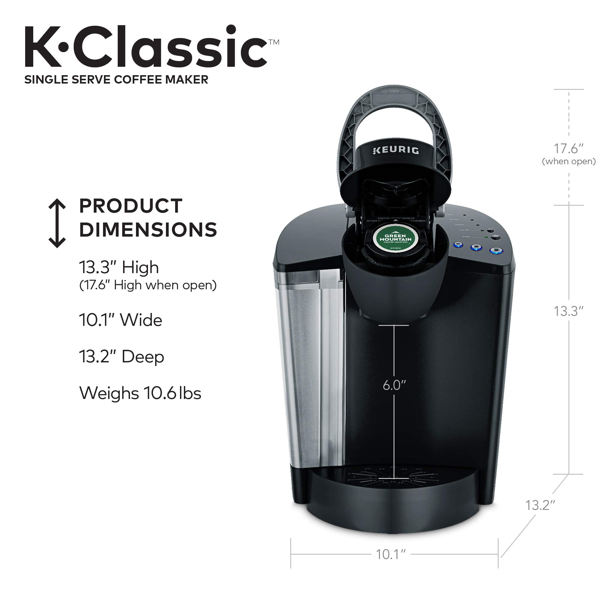 Keurig KClassic Coffee Maker, Single Serve KCup Pod Coffee Brewer, 6