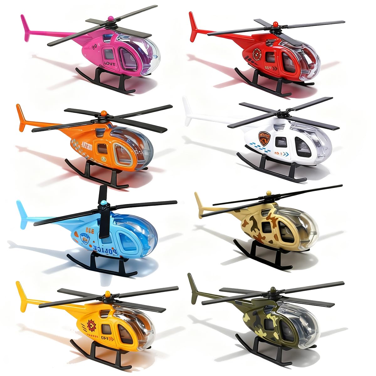 LKNBIF Helicopter Toy, Mini Helicopter Aeroplane Toys, Boys Plane Playset, Alloy Planes Toy Gifts Durable Design for Indoor and Outdoor Play, Imaginative Role-Playing Toys for Kids - 8 PCS