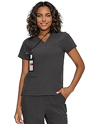 floralhue Scrub Tops for Women, Curved V-Neck Scrub
