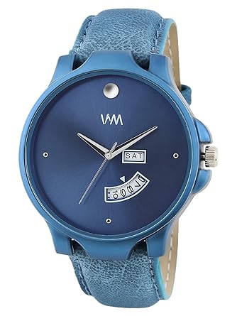 Quartz Analogue Blue Dial Leather Mens Watch