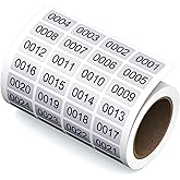 Wmiwulien 0001-2000 0.4"x0.8" Waterproof Vinyl Inventory Number Stickers | 2000Pcs Self Adhesive Continuous Digital Sticker Labels for Storage Organizing Boxes Classification Inventory Management