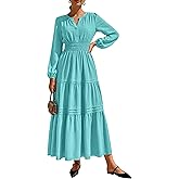 PRETTYGARDEN Women's 2026 Elegant Maxi Dresses Long Sleeve V Neck Flowy Pockets Casual Modest Dress Fall Fashion Clothes