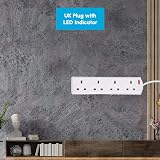 1ABOVE 4 Gang Extension Lead 10m White UK Plug BS1363 UKCA Certified view 7