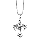 Sacina Gothic Cross Necklace, Goth Emo Punk Grunge Necklace, Costume Jewelry, Halloween Christmas Goth Jewelry Gift for Women