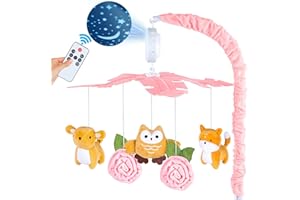 Baby Crib Mobile with Music and Lights, Mobile for Crib with Remote Control, Rotation, Starlight Projection, Crib Toys for Ba